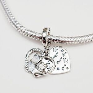 Pandora Cats & Hearts Dangle Charm with Pouch NEW